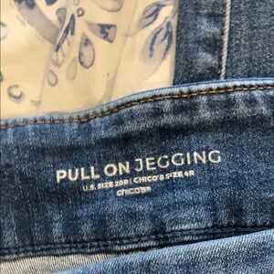 Chico’s Distressed Blue Jeggings
